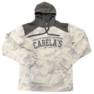 Cabela’s White Gray Camo Logo Performance Hoodie Men’s Size Medium